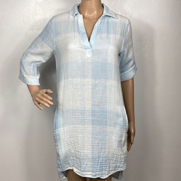 Philosophy Cotton Blue Plaid High Low Shirt Dress Size XS - Picture 1 of 10